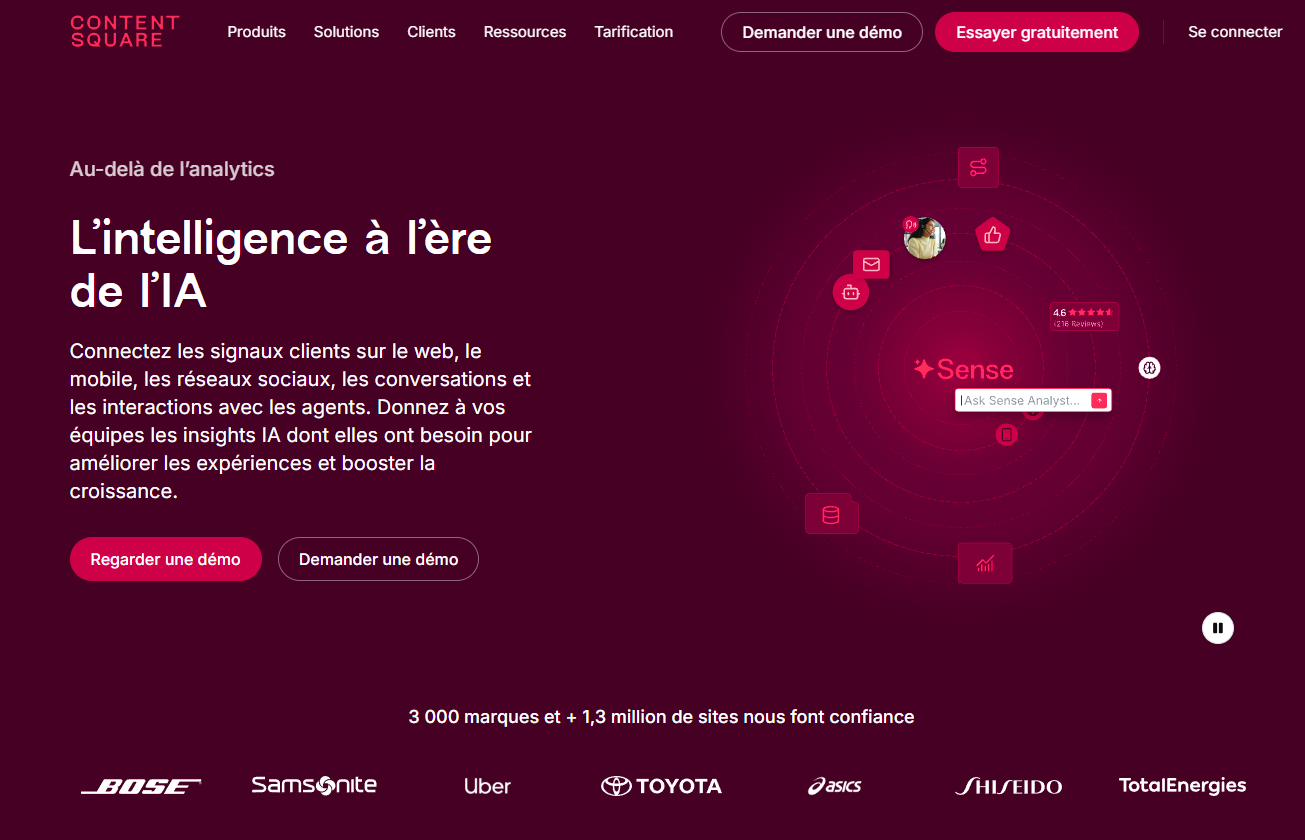 Exemple de CTA et de logos clients mis en avant sur le site d'un éditeur de logiciels