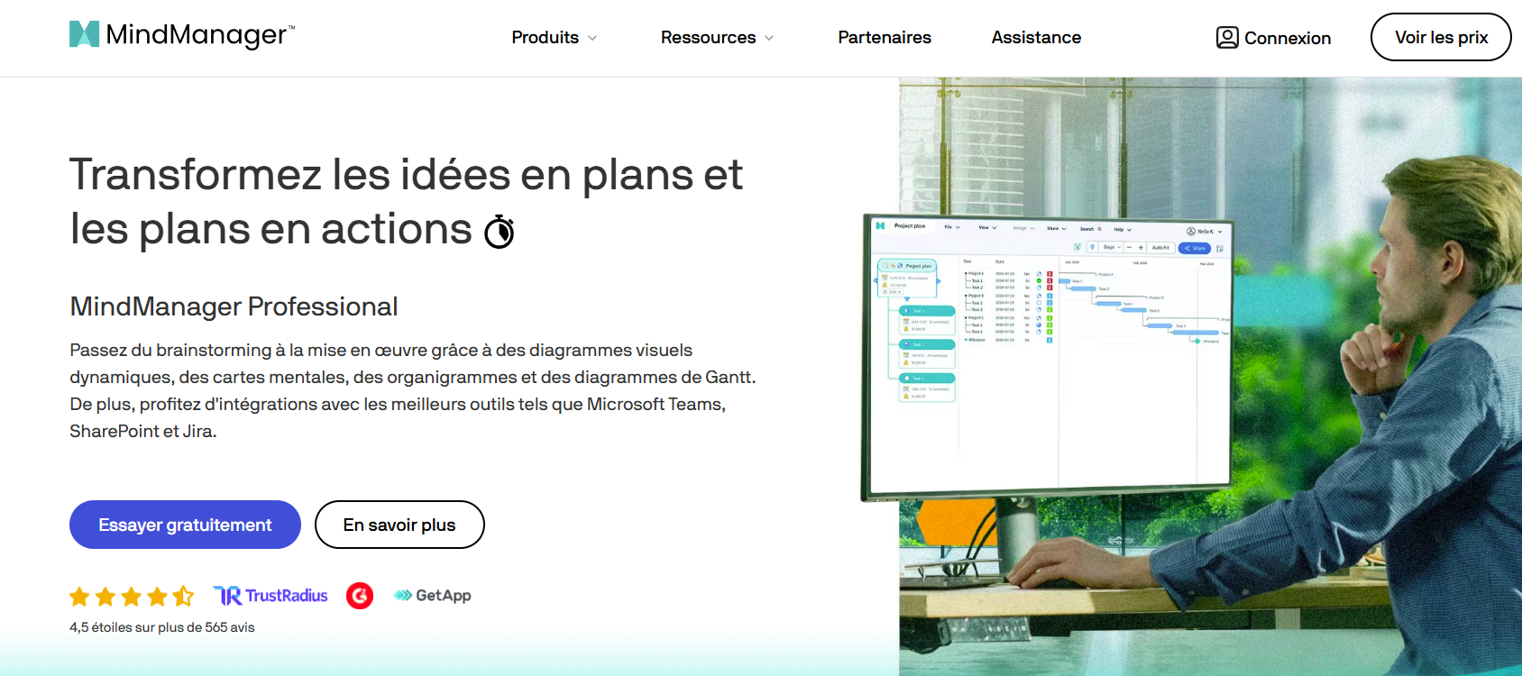 Exemple de proposition de valeur centrée sur la problématique client sur un site d'éditeur de logiciels